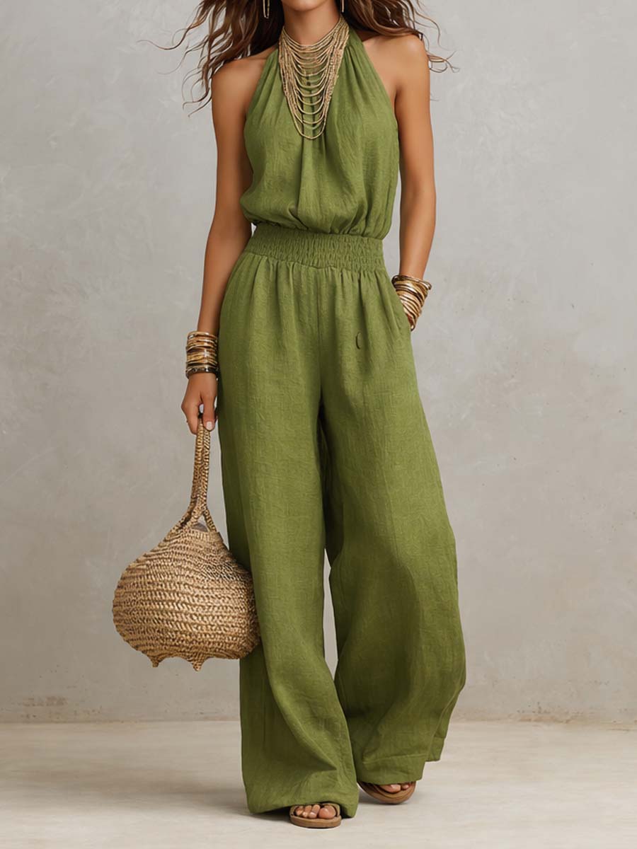 Camille | Effortless Halter Wide-Leg Jumpsuit