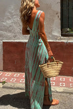 Eleanor Tie-dye Print Cutout Design Slit Stretch Dress