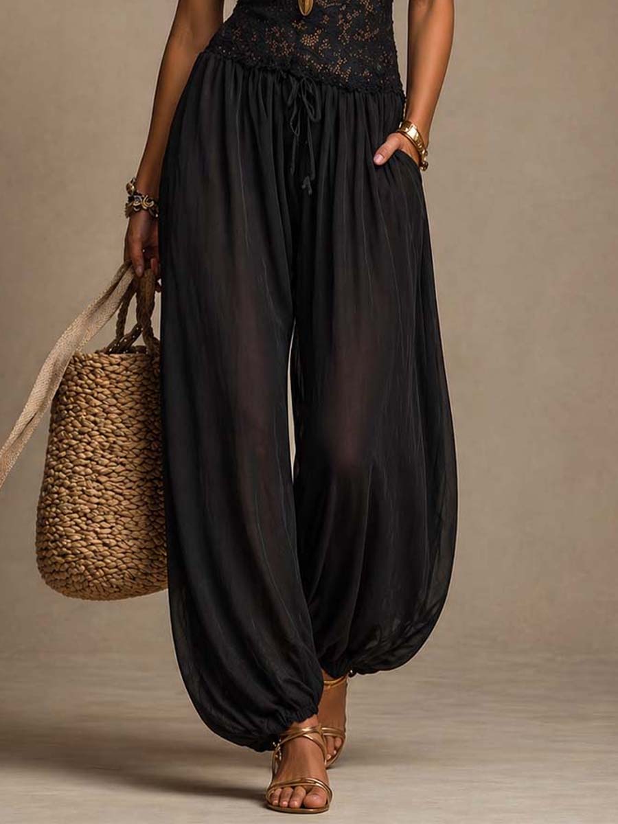Laia | Flowing Lace Halter Jumpsuit