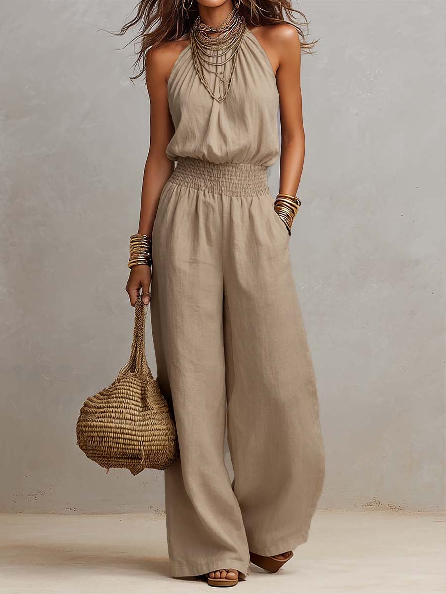 Camille | Effortless Halter Wide-Leg Jumpsuit