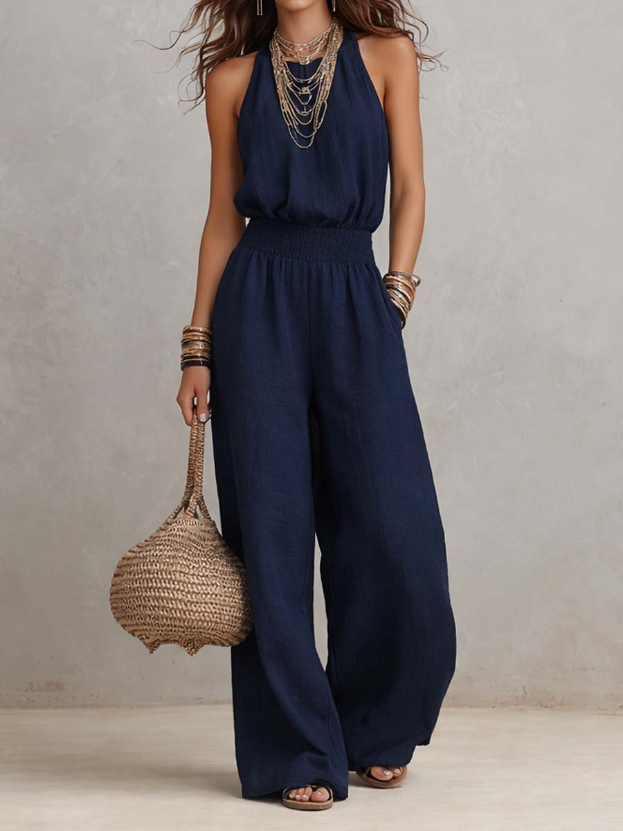 Camille | Effortless Halter Wide-Leg Jumpsuit