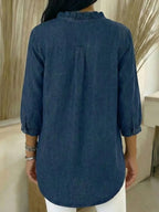Janice | Ruffled Denim Blouse