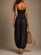 Laia | Flowing Lace Halter Jumpsuit