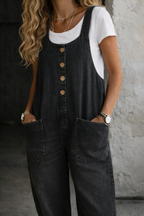 Bethany | Vintage Washed Cotton Denim Overalls