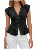 Viera | V-Neck Denim Top