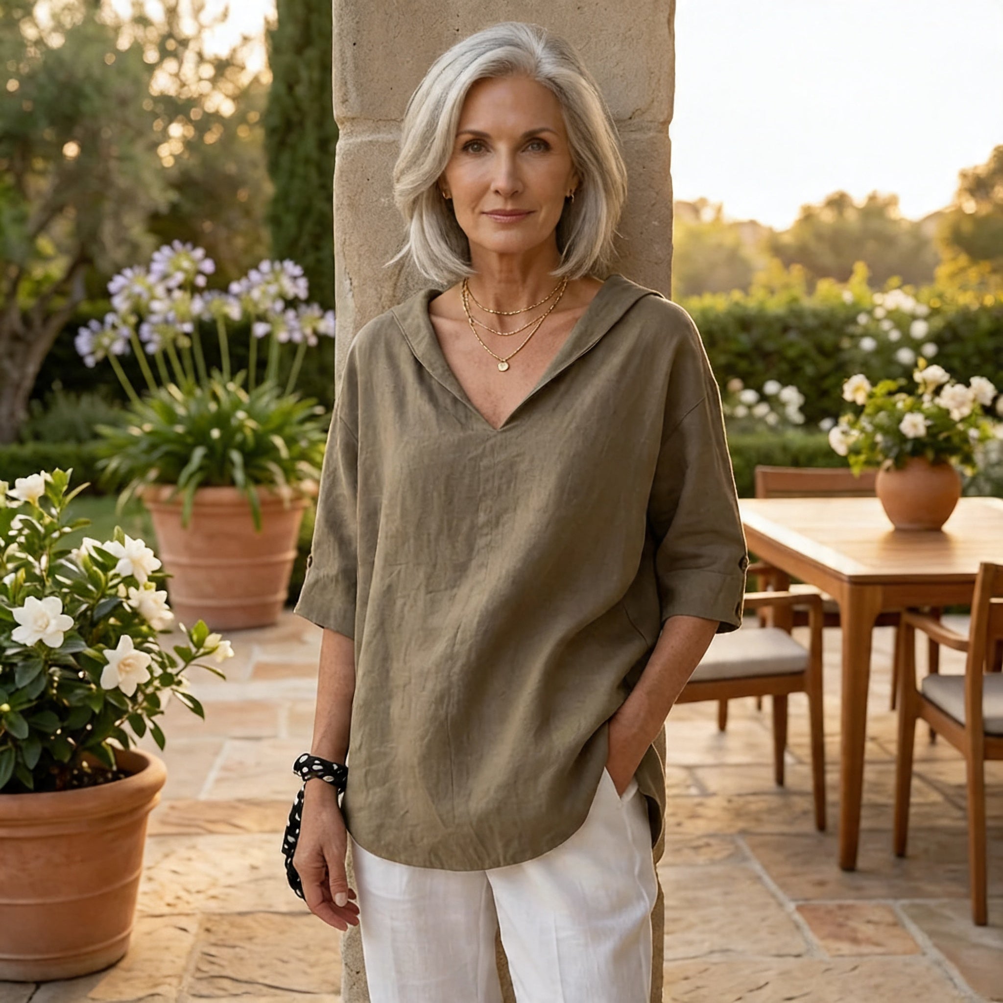 LOLA | Timeless Linen V-Neck Blouse