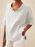 LOLA | Timeless Linen V-Neck Blouse