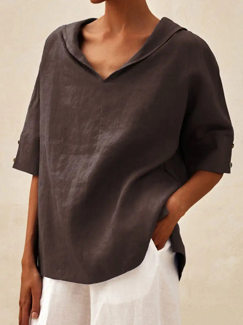 LOLA | Timeless Linen V-Neck Blouse