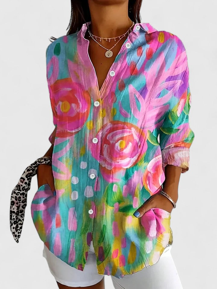 Holly | Vibrant Artistic Button-Up Blouse