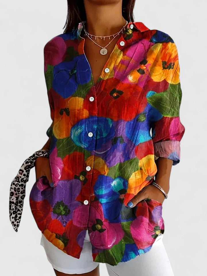 Holly | Vibrant Artistic Button-Up Blouse