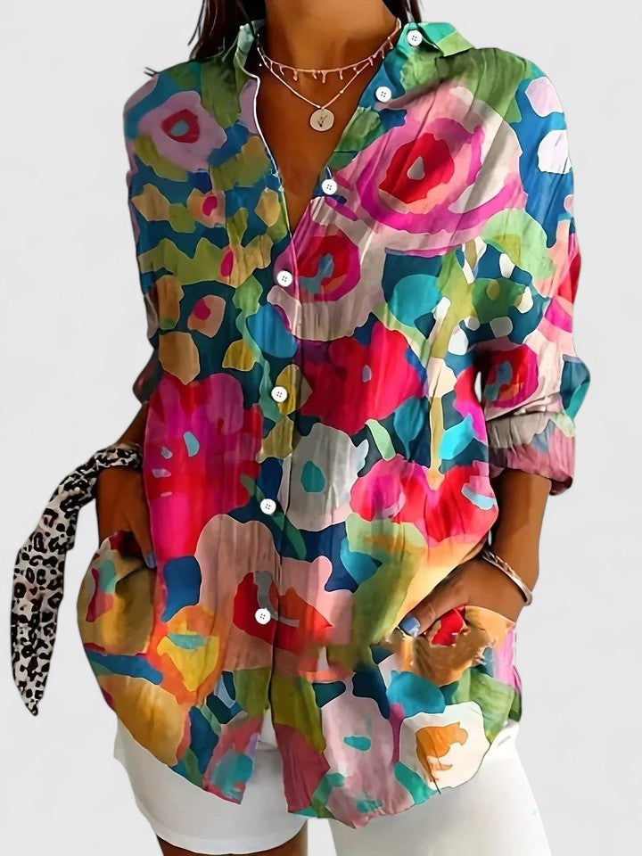 Holly | Vibrant Artistic Button-Up Blouse