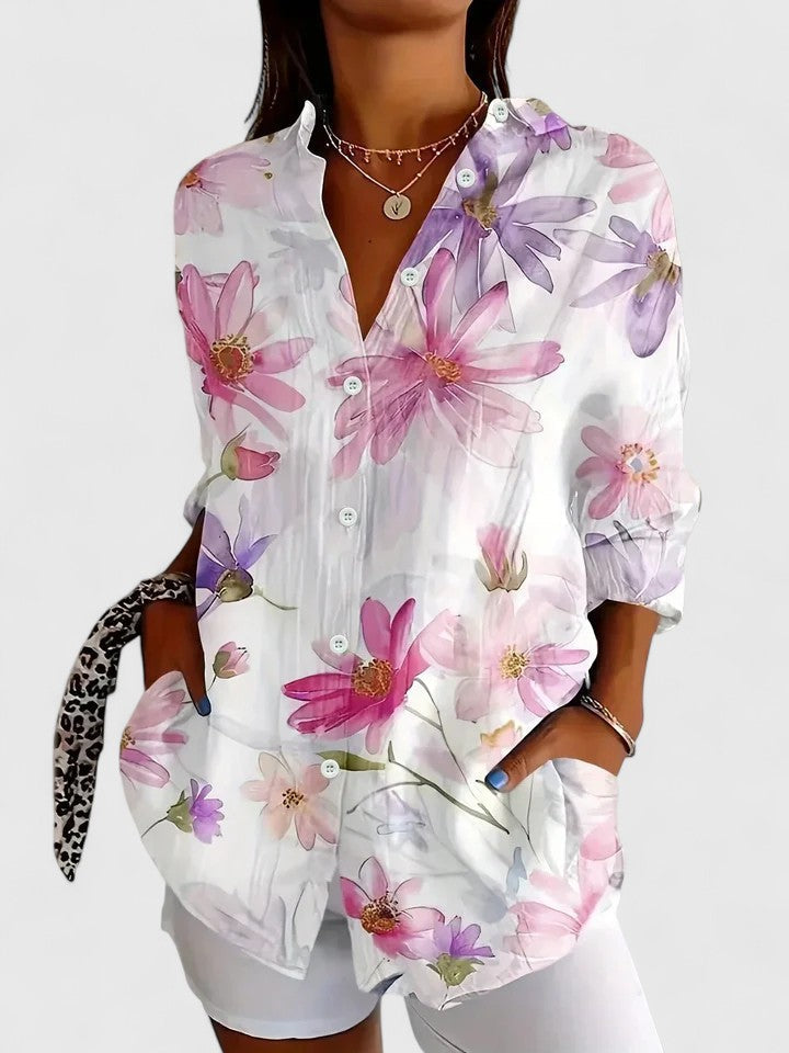 Holly | Vibrant Artistic Button-Up Blouse