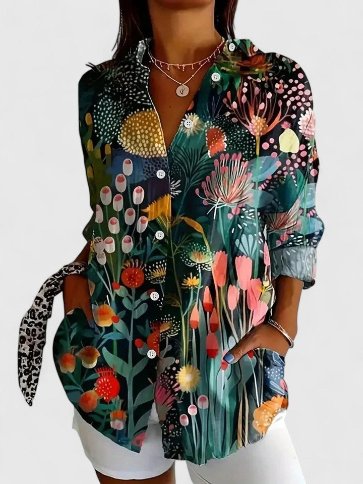 Holly | Vibrant Artistic Button-Up Blouse