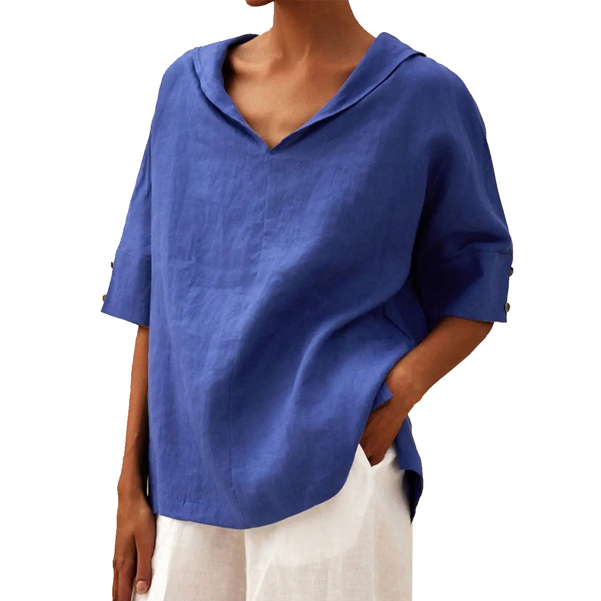 LOLA | Timeless Linen V-Neck Blouse
