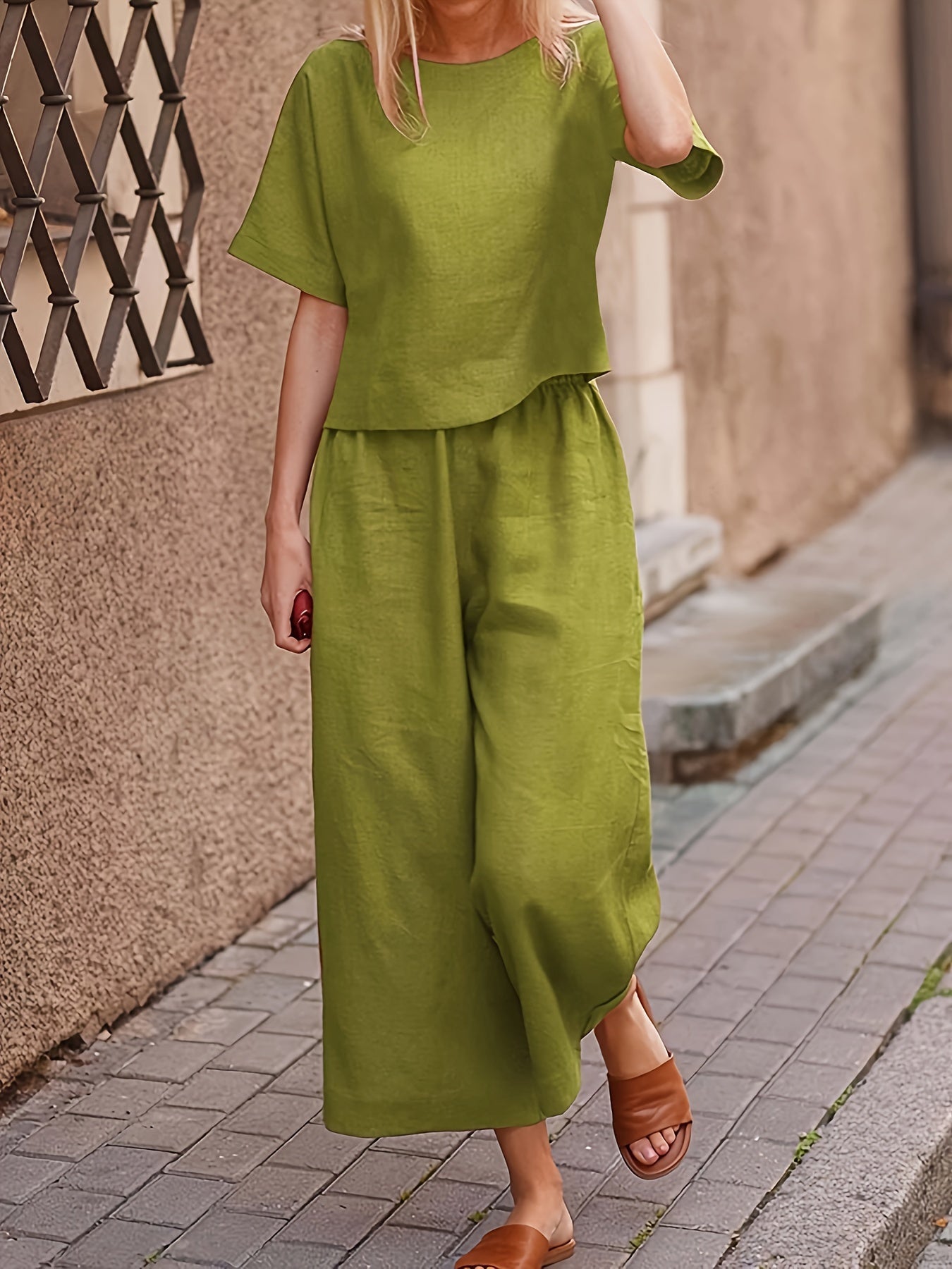 Camille | Linen-Blend Wide Leg Two-Piece Set