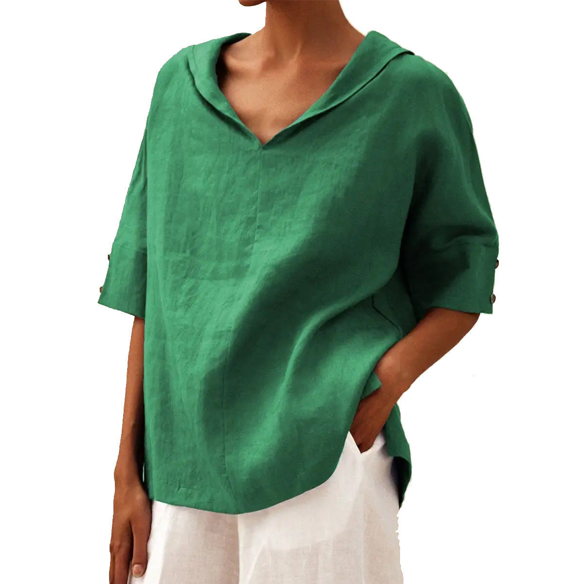 LOLA | Timeless Linen V-Neck Blouse