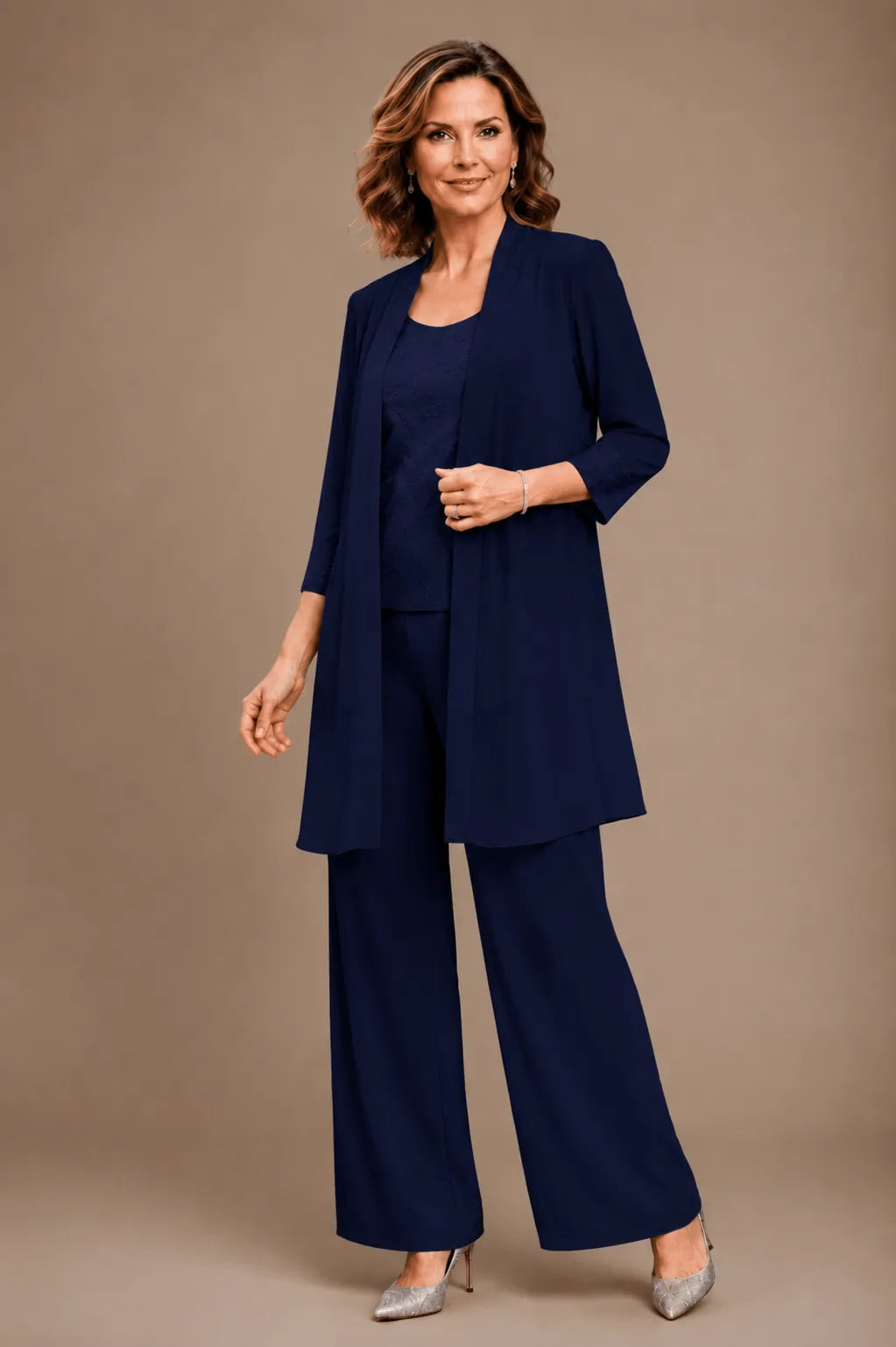 Evelyn Embroidered Three-Piece Pant Set