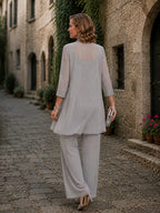 Evelyn Embroidered Three-Piece Pant Set