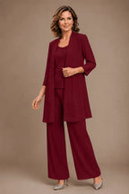 Evelyn Embroidered Three-Piece Pant Set