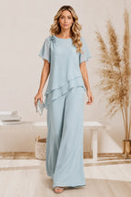 Graceful Layered Wide Leg Pant Suit