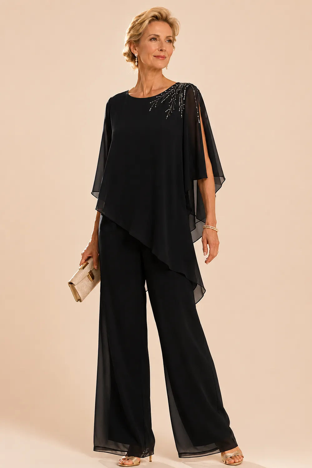 Embellished Chiffon Mother of the Bride Pant Suit