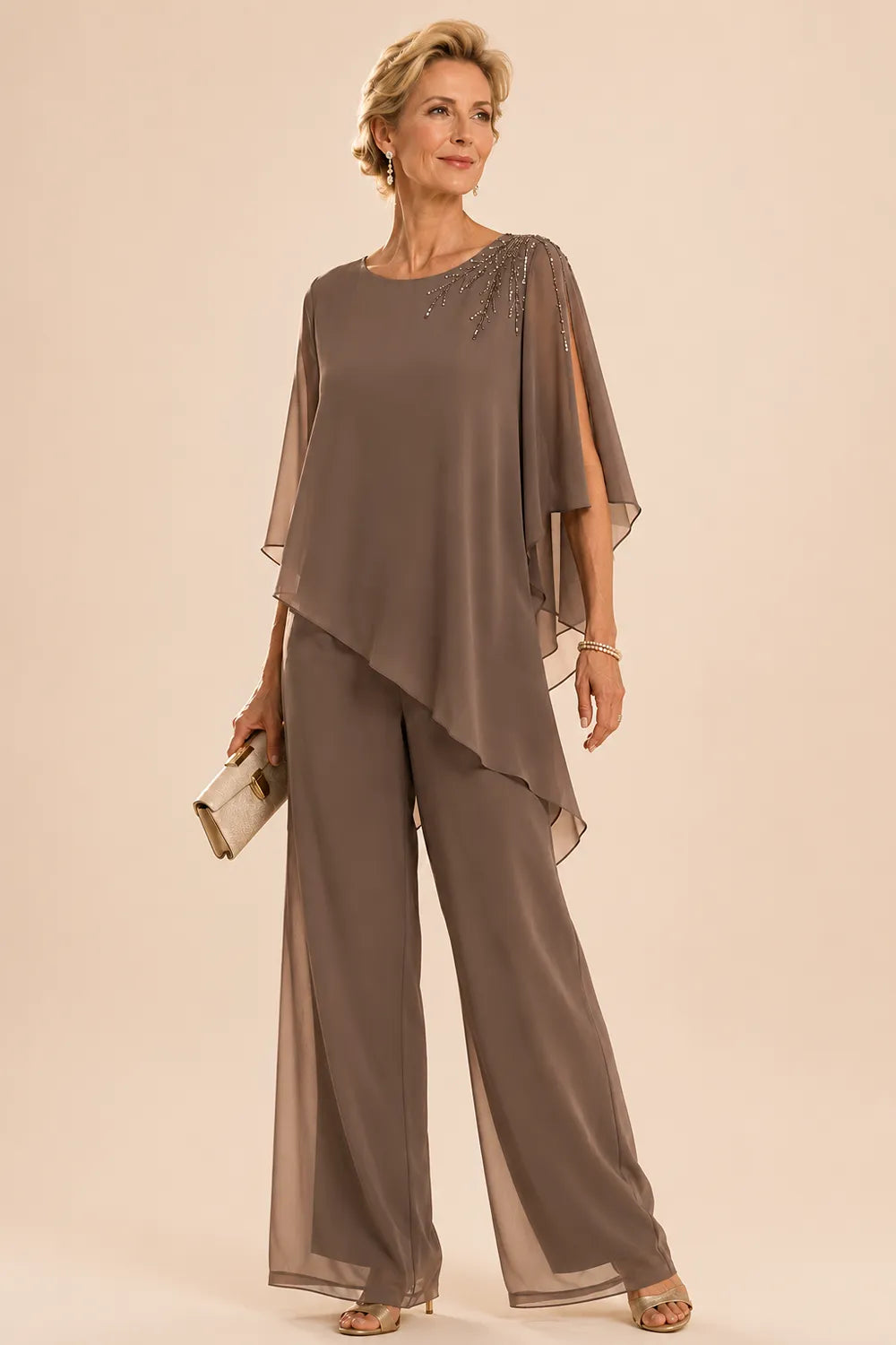 Embellished Chiffon Mother of the Bride Pant Suit