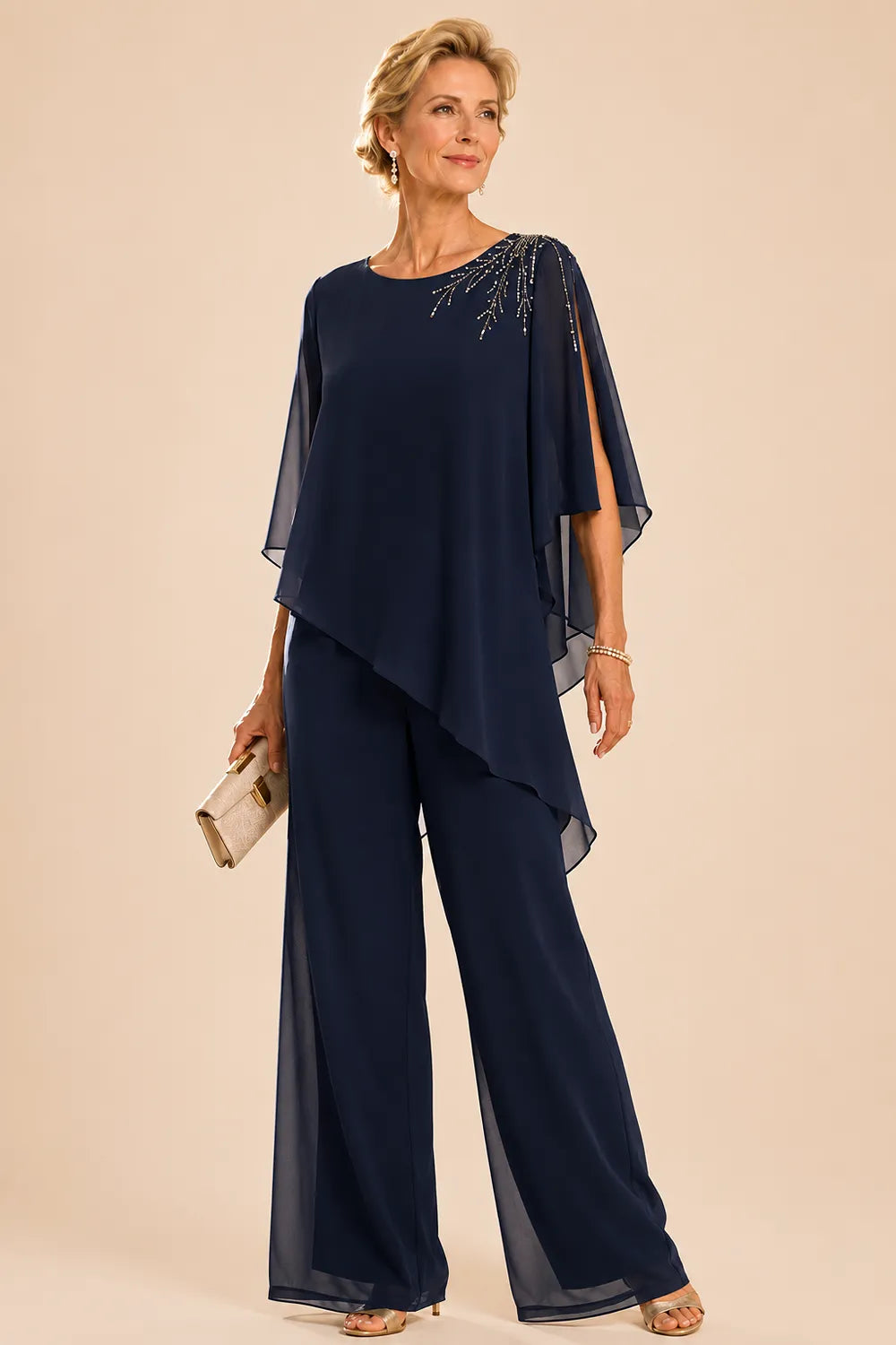 Embellished Chiffon Mother of the Bride Pant Suit