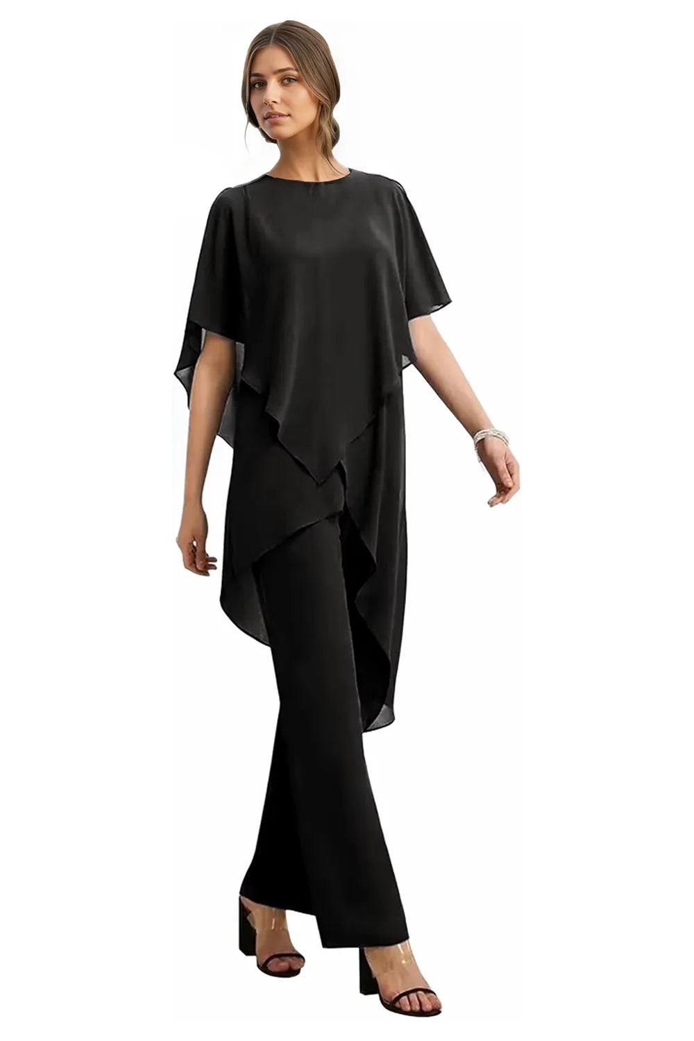 Valora Flowing Chiffon Formal Pant Set
