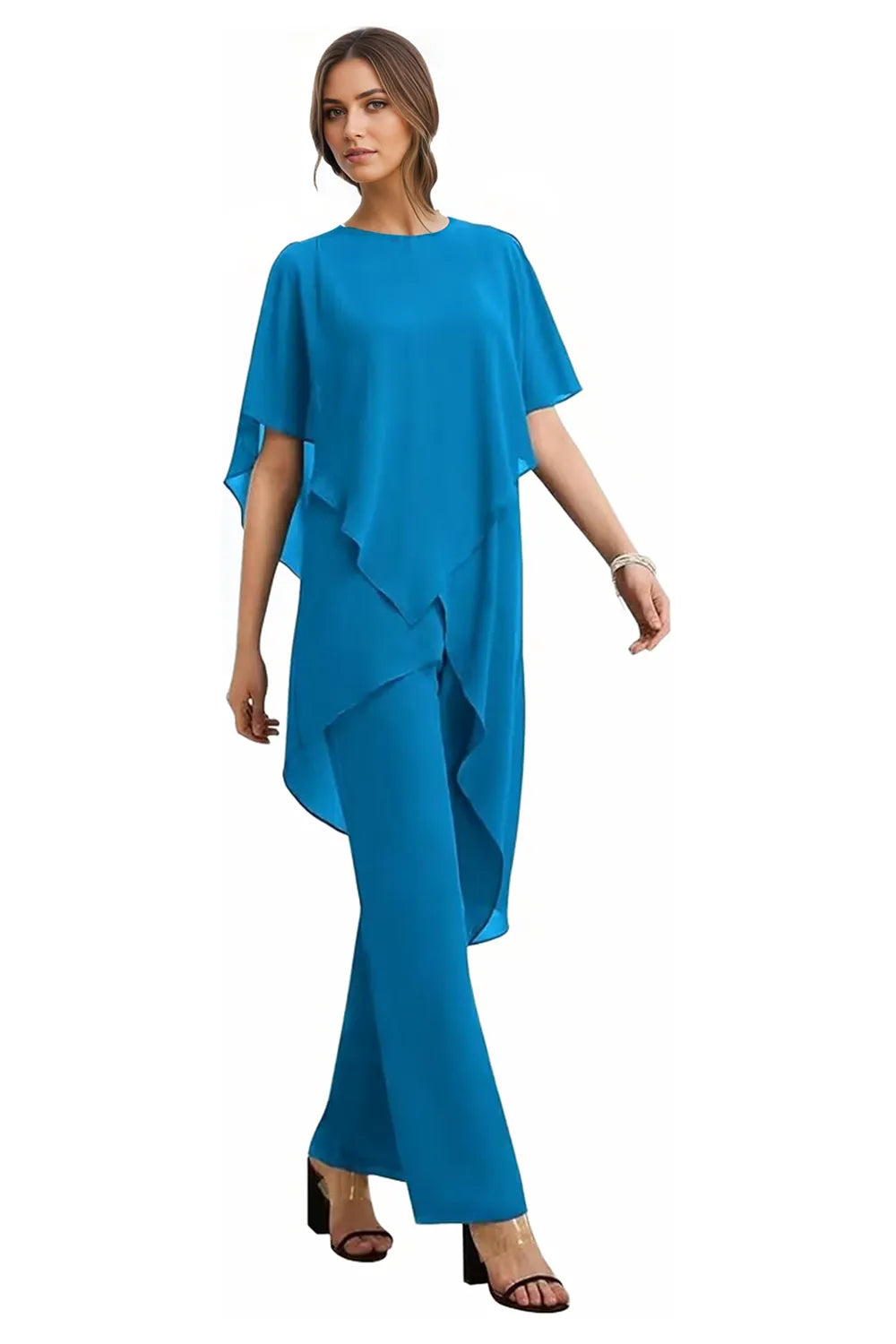 Valora Flowing Chiffon Formal Pant Set