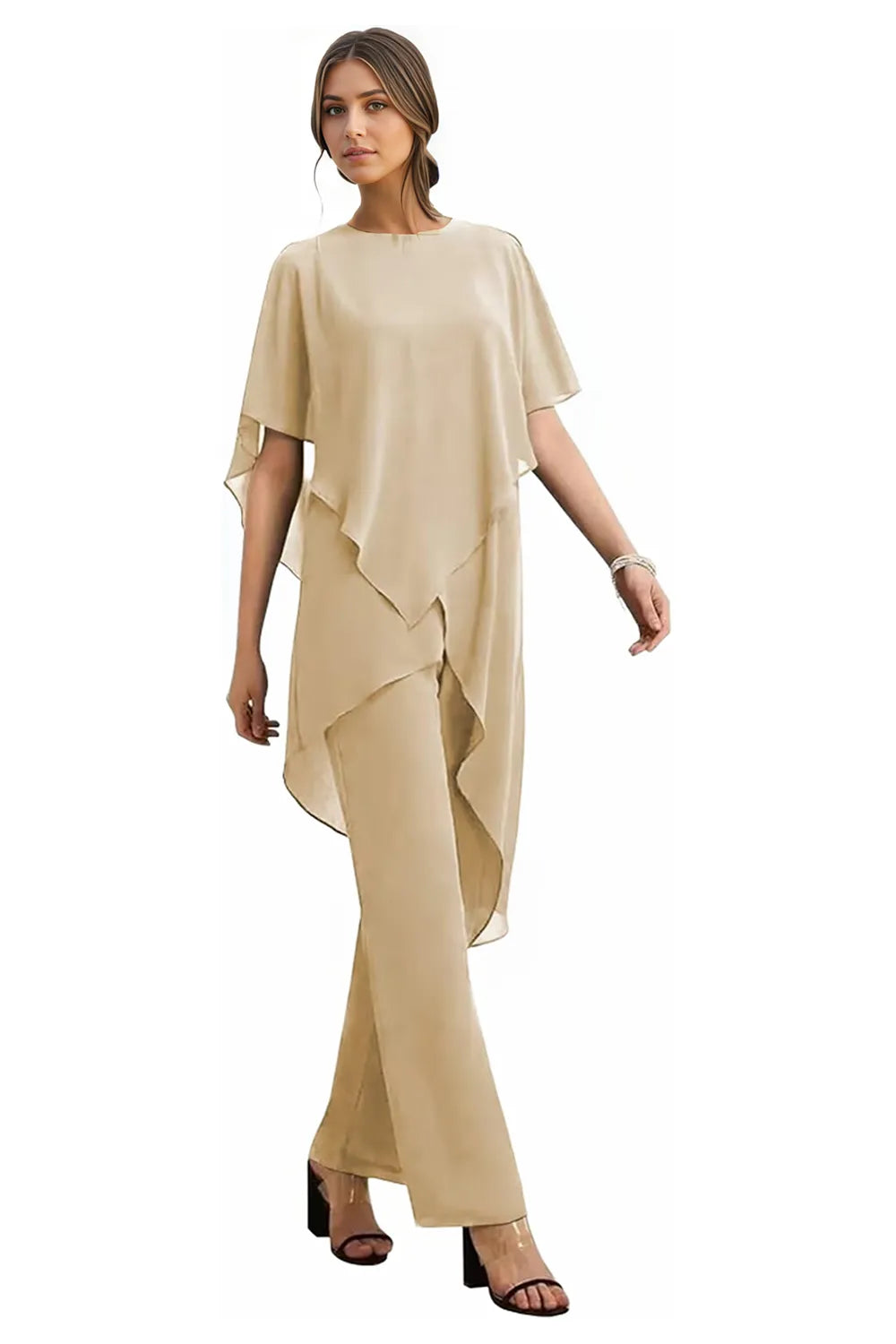 Valora Flowing Chiffon Formal Pant Set