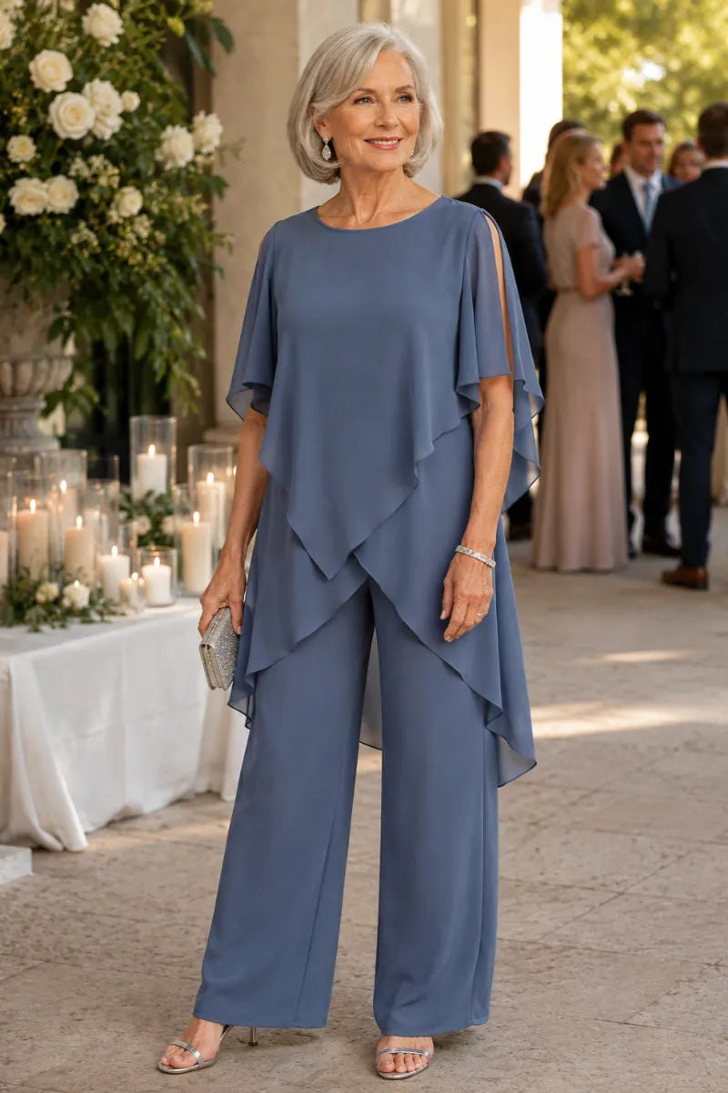 Valora Flowing Chiffon Formal Pant Set