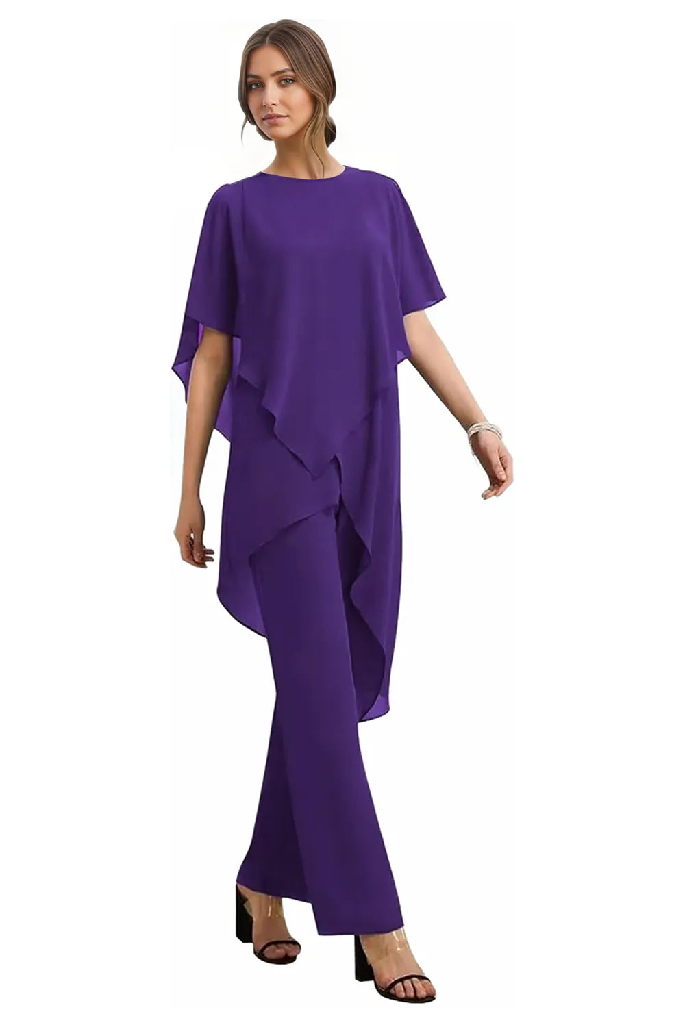 Valora Flowing Chiffon Formal Pant Set