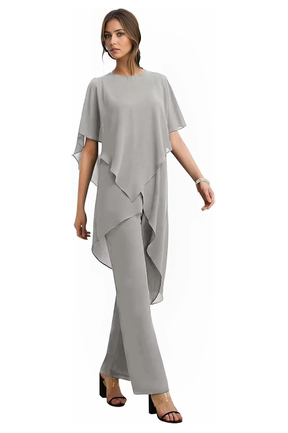 Valora Flowing Chiffon Formal Pant Set