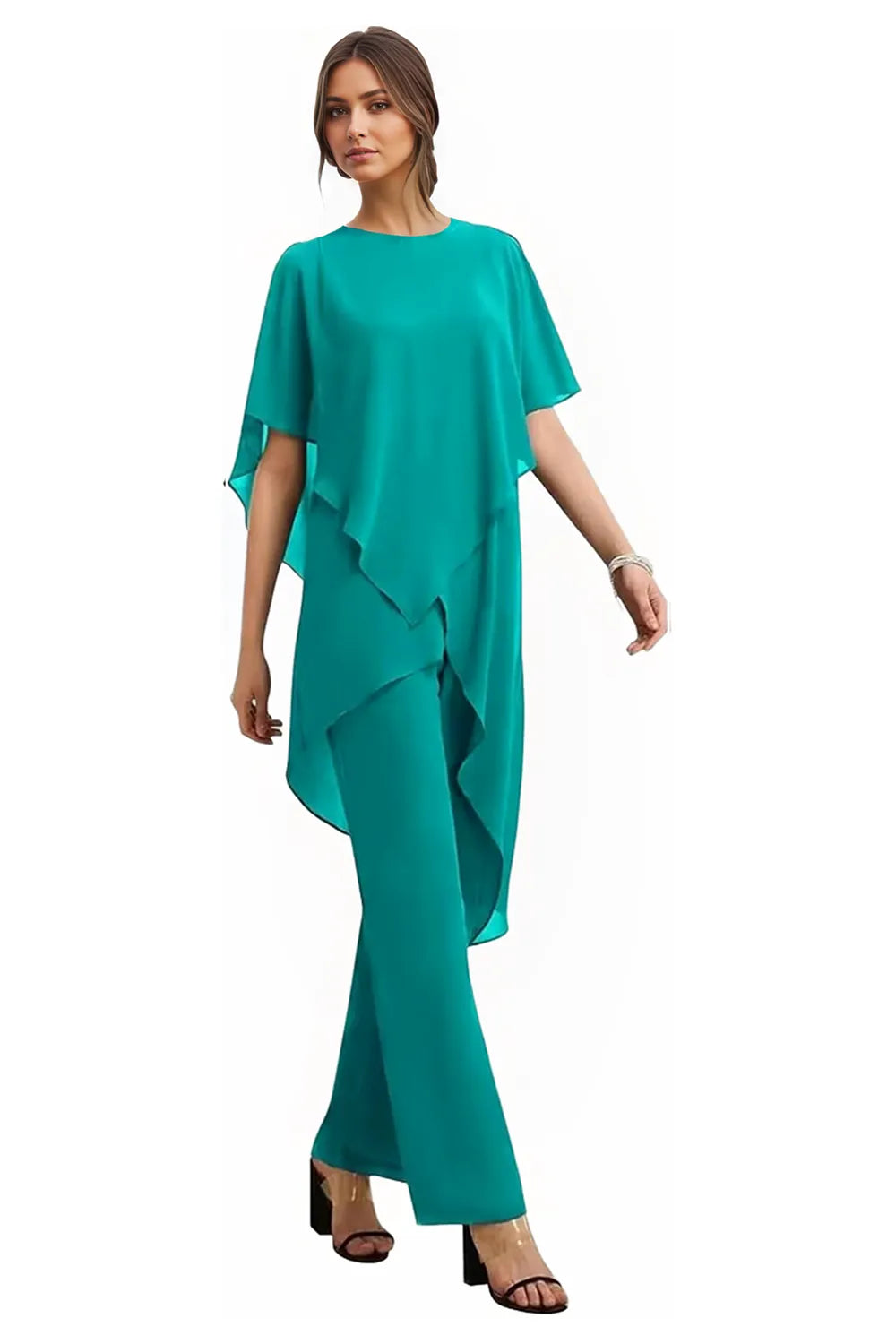 Valora Flowing Chiffon Formal Pant Set