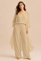 Refined Camisole and Chiffon Jacket Pant Set