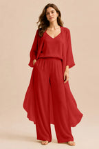 Refined Camisole and Chiffon Jacket Pant Set