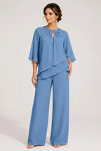 Graceful Keyhole Neck Formal Pant Suit