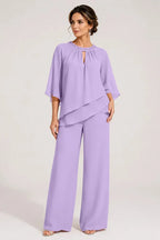 Graceful Keyhole Neck Formal Pant Suit
