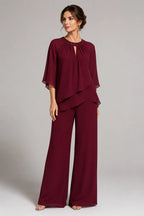Graceful Keyhole Neck Formal Pant Suit