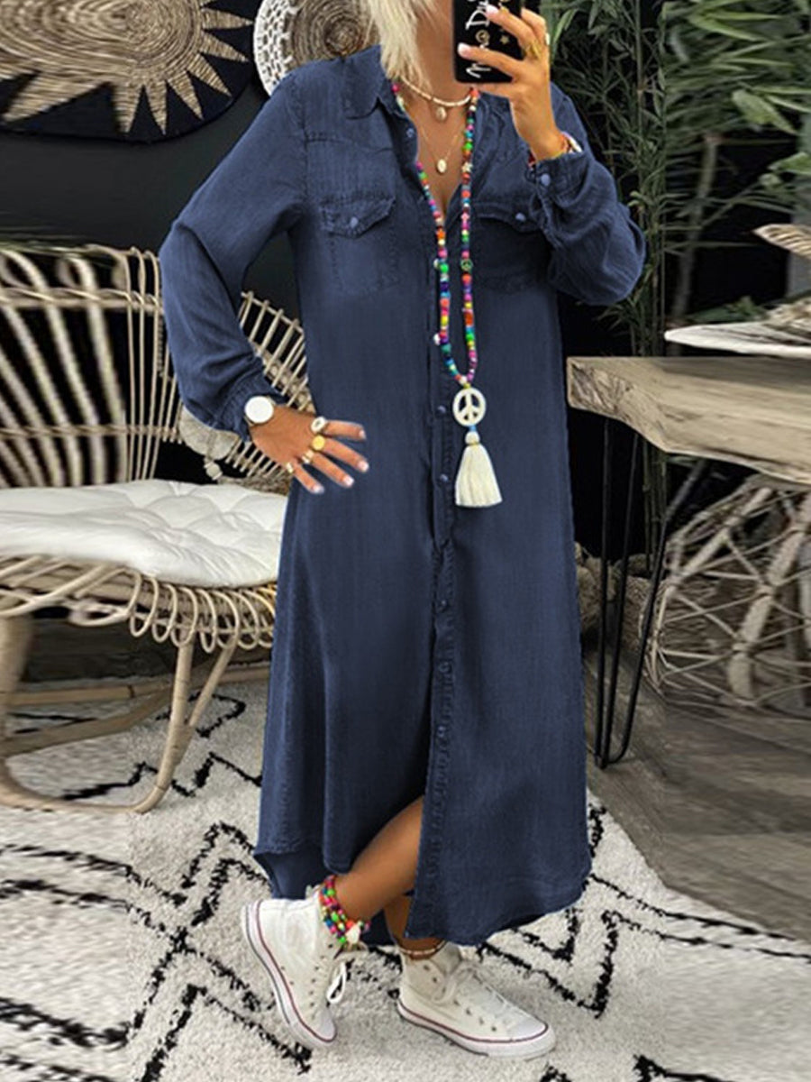 Helen | Casual Elegant Long Denim Shirt Dress