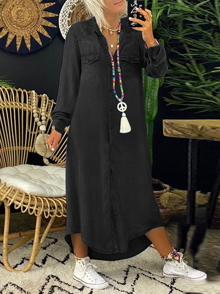 Helen | Casual Elegant Long Denim Shirt Dress