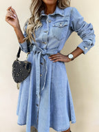 Luna | Long Sleeve Denim Dress