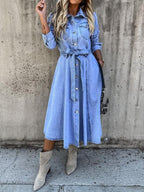 Luna | Long Sleeve Denim Dress