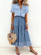 Sarah | Elastic Waist Denim Skirt