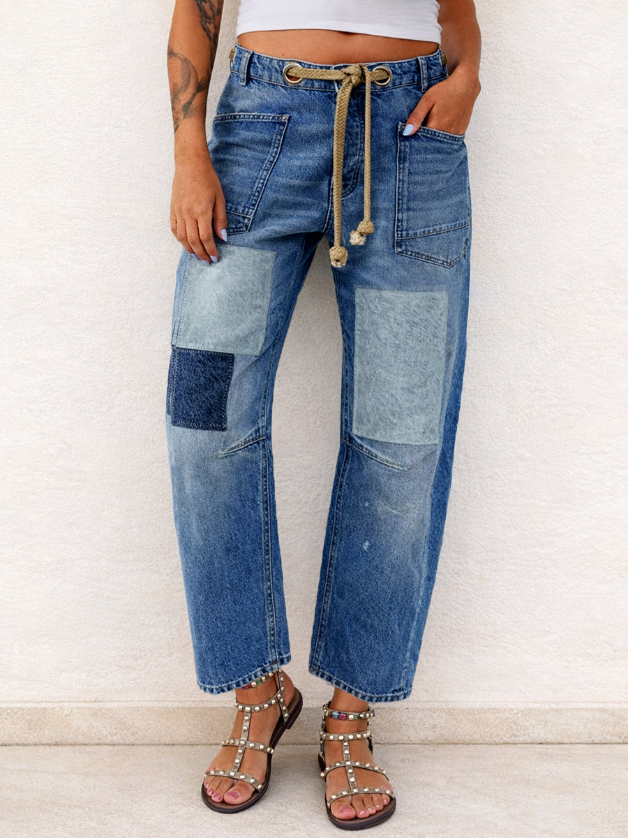 Margaret | Patchwork Drawstring Jeans