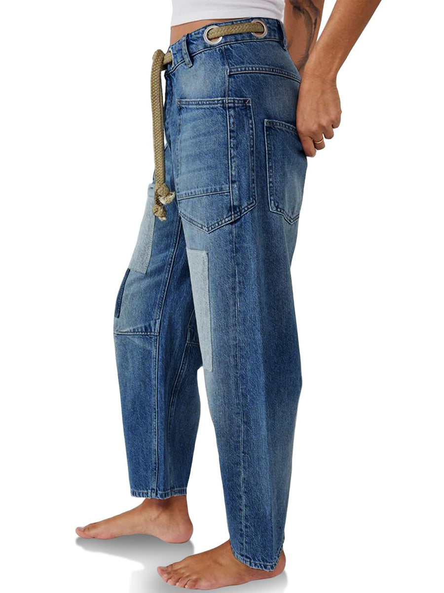 Margaret | Patchwork Drawstring Jeans
