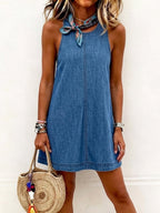 Nancy | Sleeveless Backless Denim Mini Dress