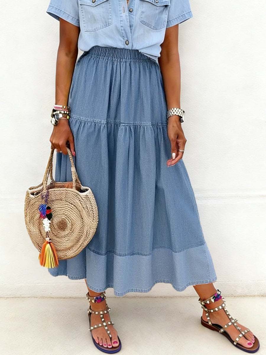 Sarah | Elastic Waist Denim Skirt