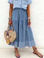 Sarah | Elastic Waist Denim Skirt