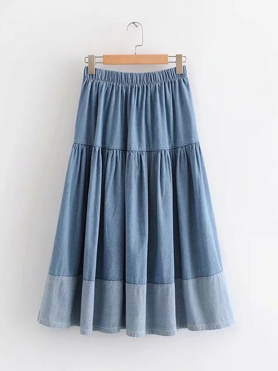 Sarah | Elastic Waist Denim Skirt